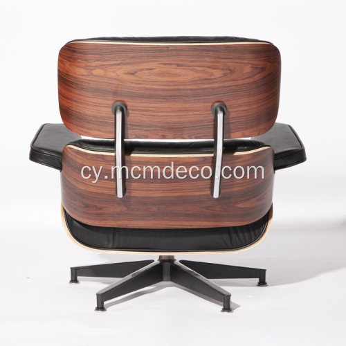 Clssic Leather Charles Eames Lounge Cadeirydd gydag Otomanaidd